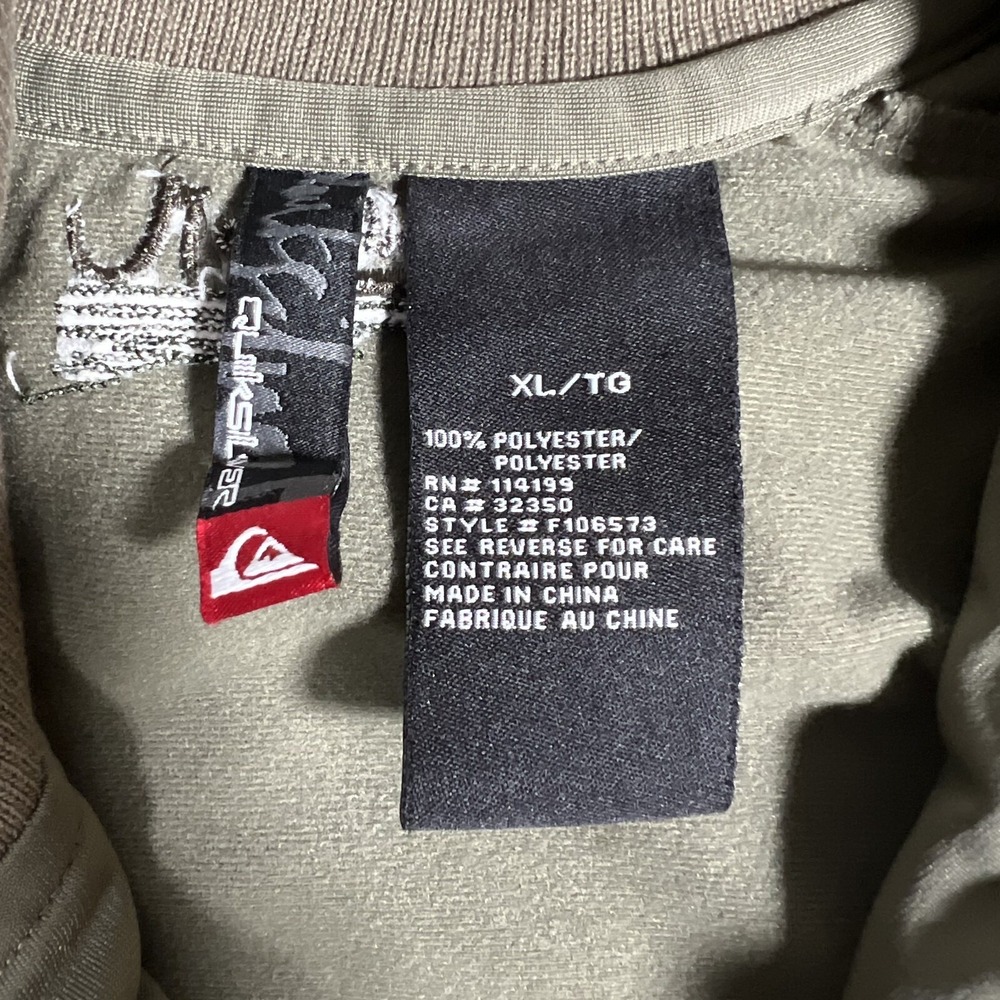 Quiksilver Jacket Mens XL Brown Camo Full Zip Outdoor Casual Preppy Logo Pockets - Picture 9 of 10